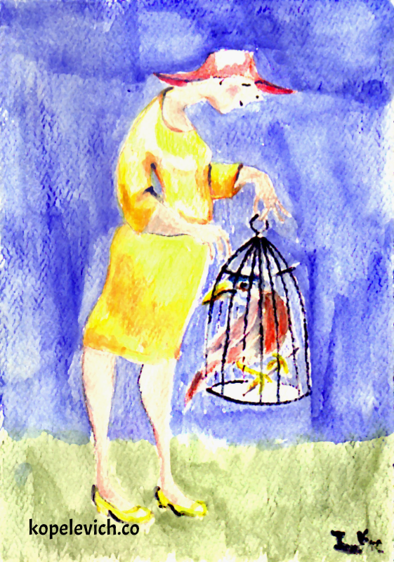 Lady with Birdcage